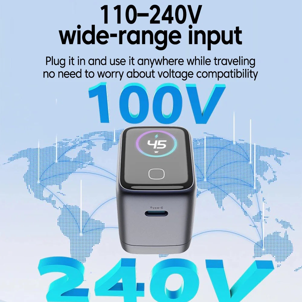 45W GaN Fast Charger USB-C with Smart Display