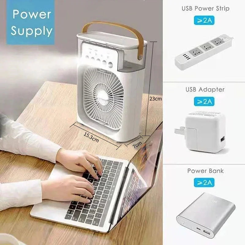 3-in-1 Portable LED Air Cooler