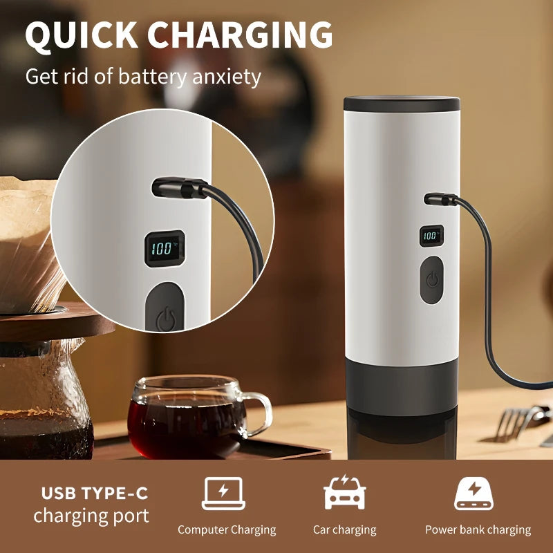 5-in-1 Portable Coffee Machine — 7800mAh Battery Powered