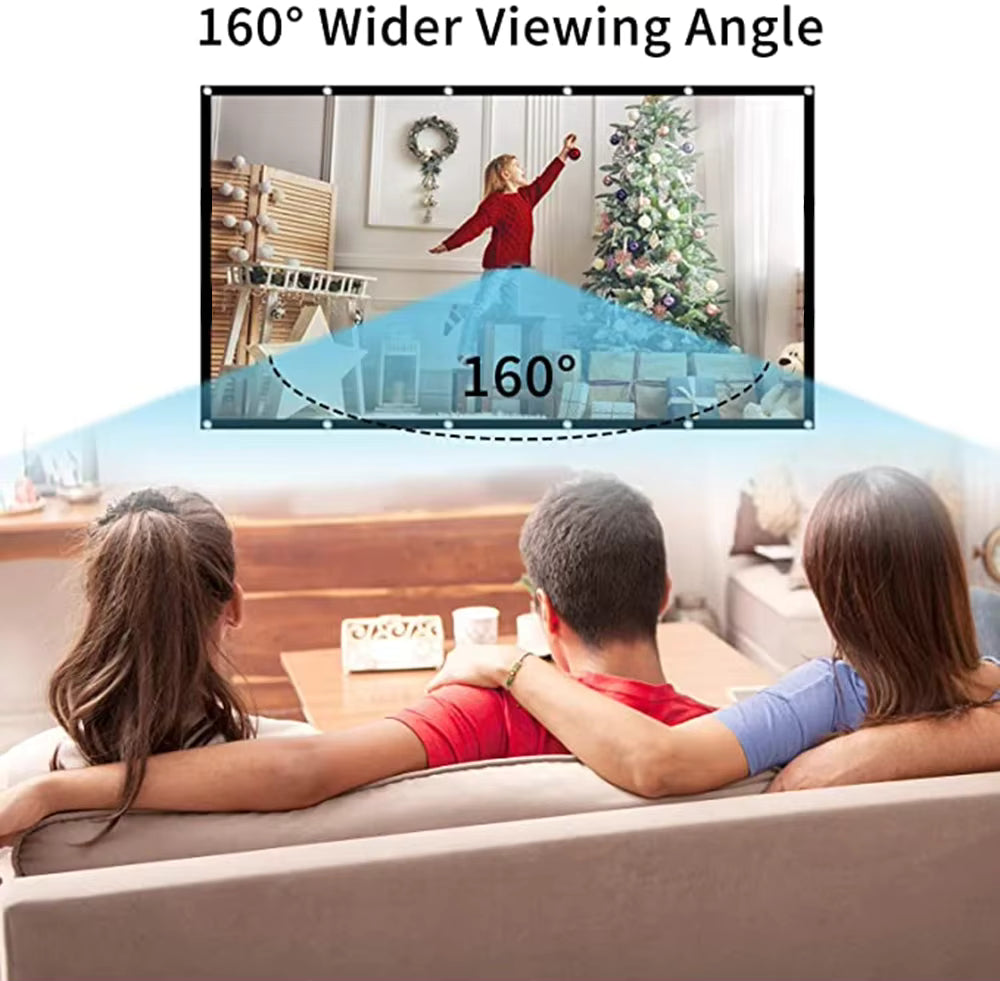 Foldable Projection Screen – 60 to 150 Inch 16:9 Full HD 4K Outdoor Projector Curtain