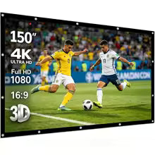 Foldable Projection Screen – 60 to 150 Inch 16:9 Full HD 4K Outdoor Projector Curtain