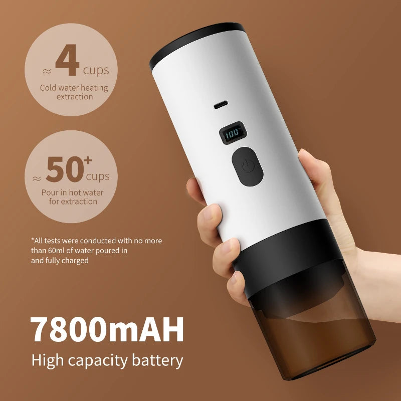 5-in-1 Portable Coffee Machine — 7800mAh Battery Powered