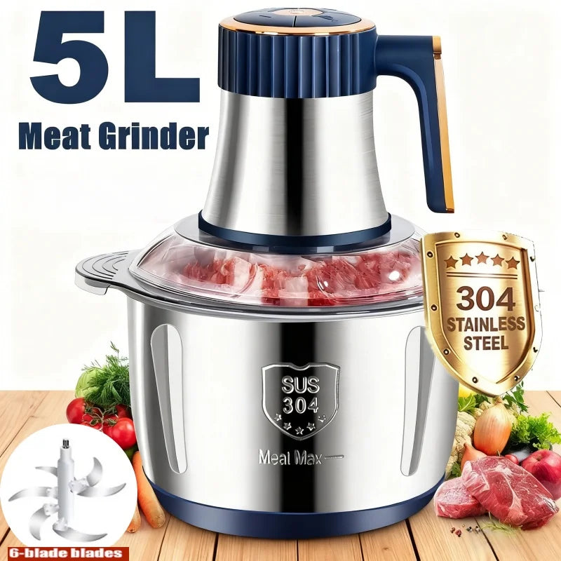 Multifunctional 5L Electric Meat Grinder & Food Processor